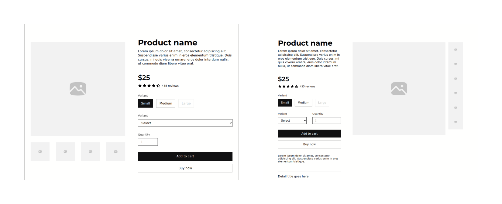 Ecommerce wireframe designed with Modulify