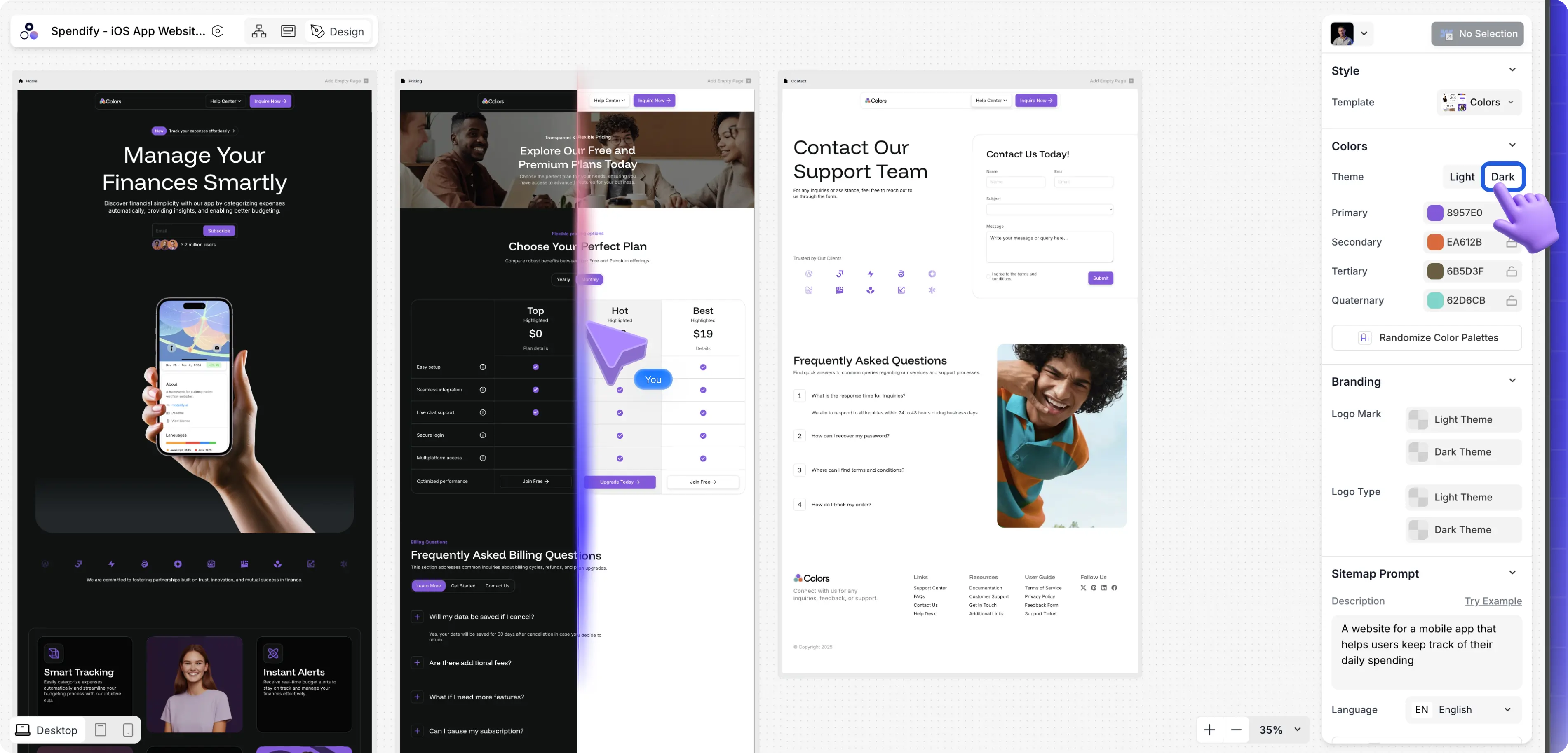 Color customization feature built in Modulify 