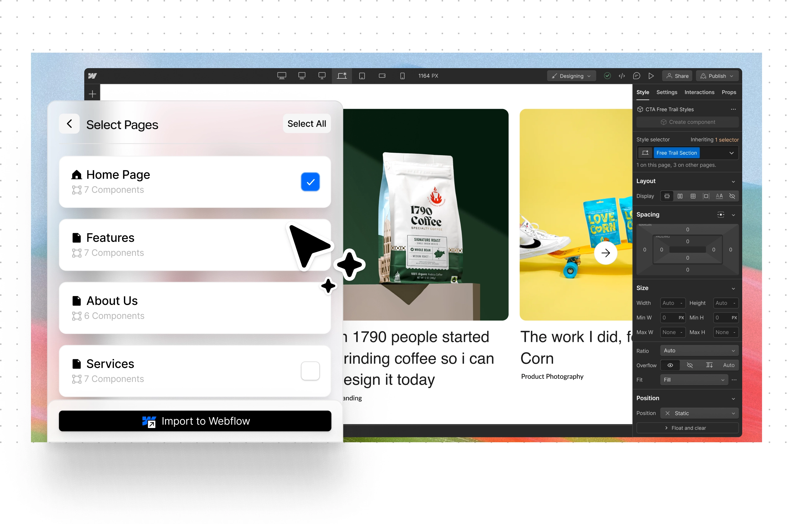 Responsive Webflow designs generated with Modulify