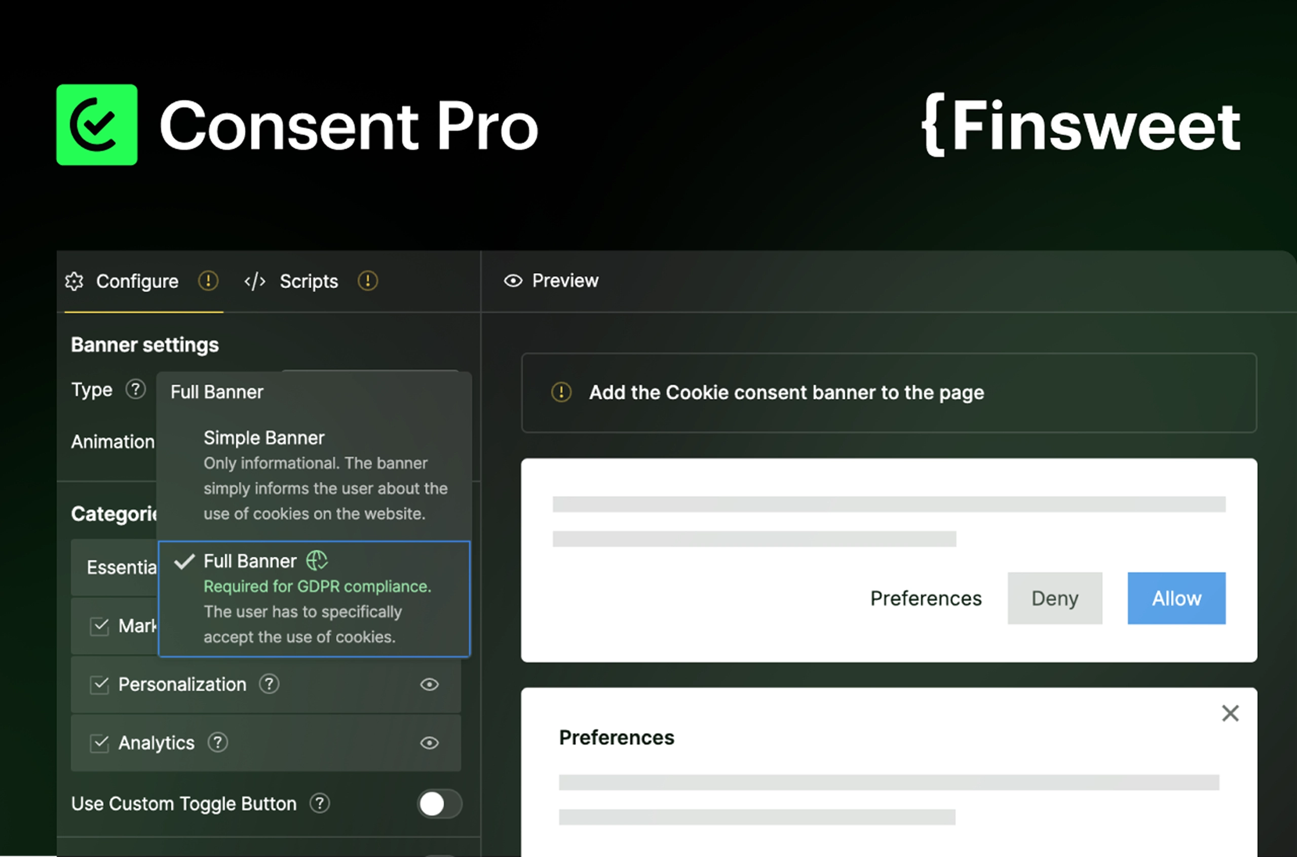 Consent pro webflow app