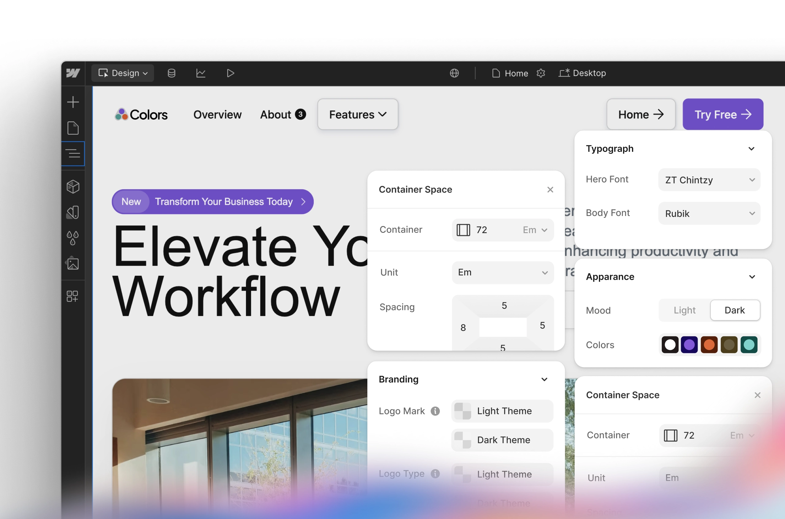 customizing the design inside Modulify