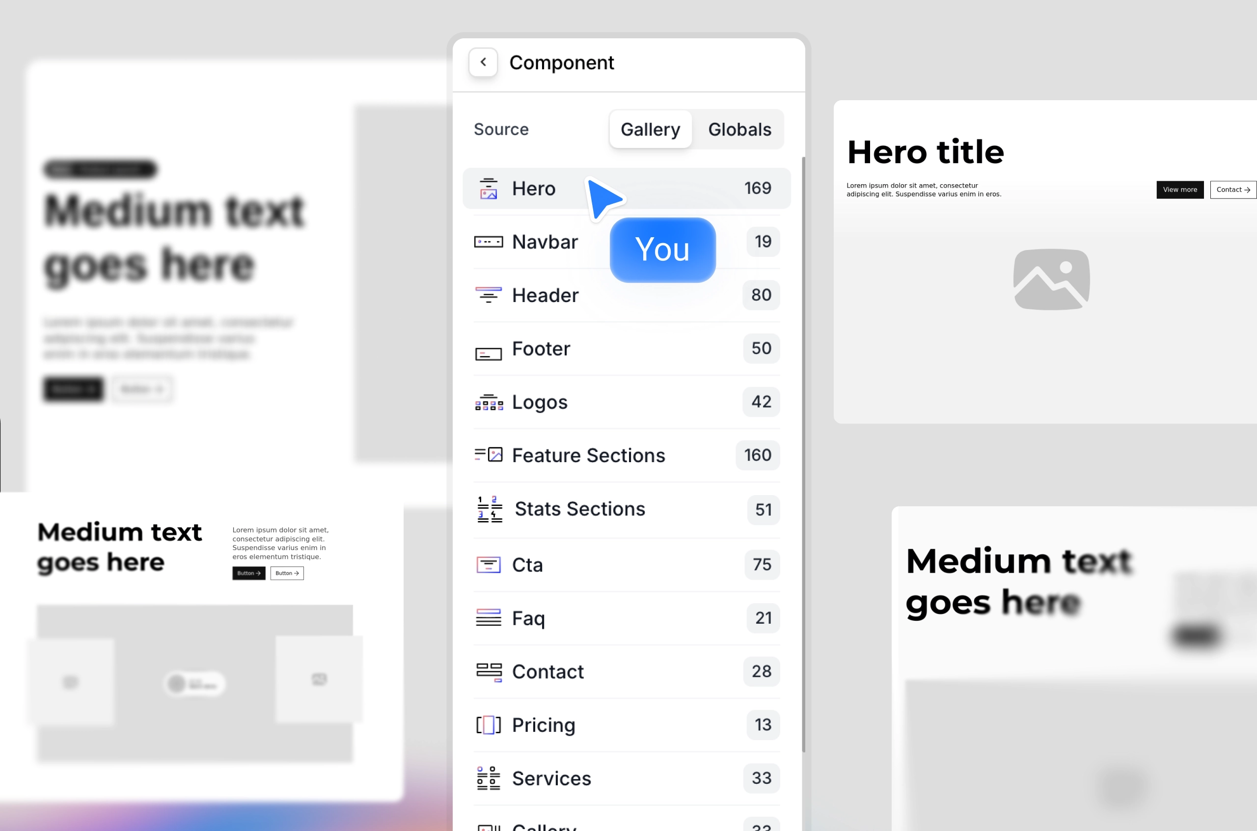 Modulify component system highlighting reusable sections and structured workflows.
