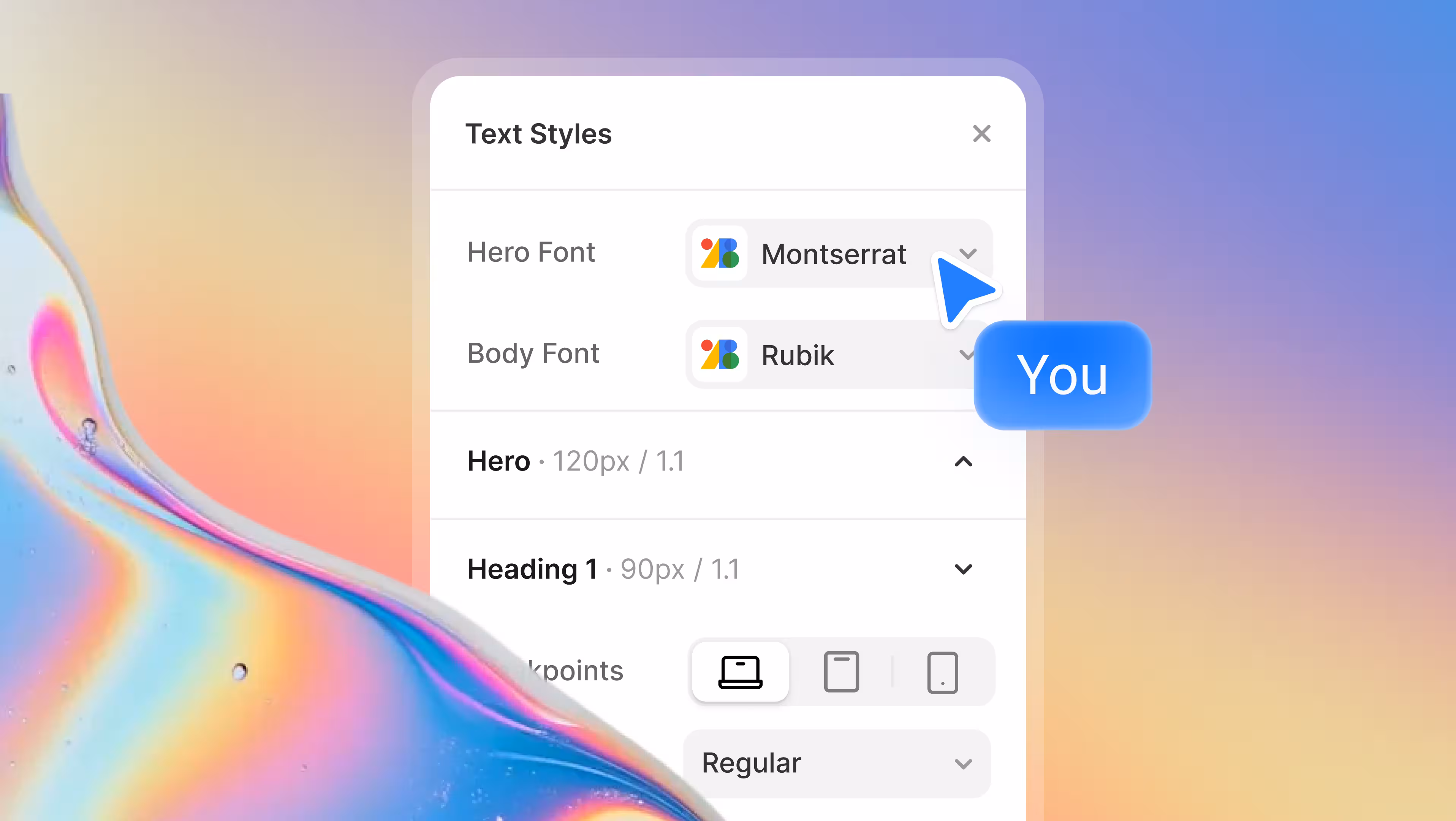 Typography features on Modulify website generator