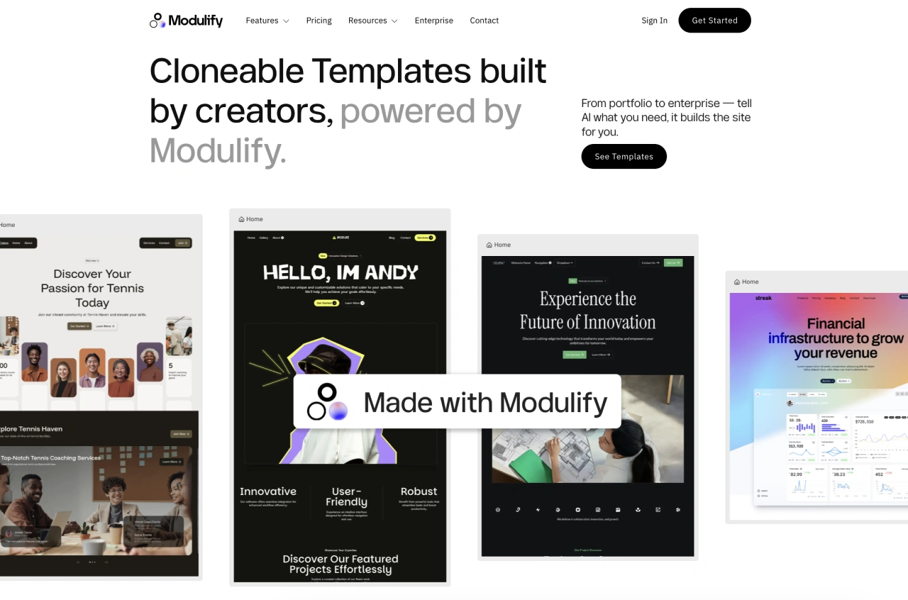 Webflow cloneables ready and free for copy in Modulify