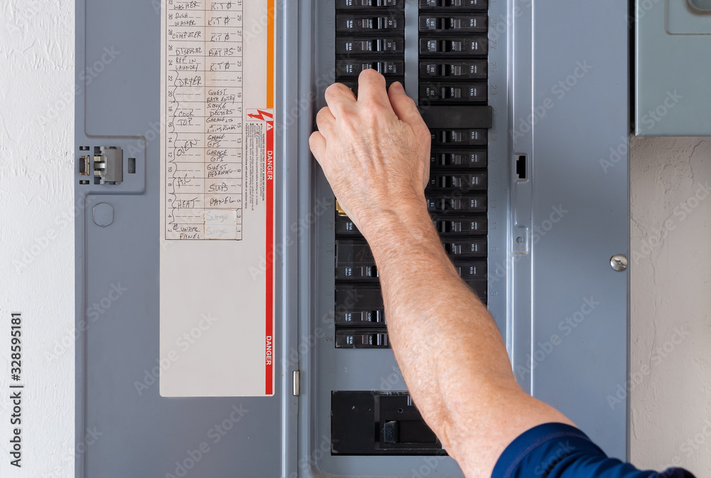 Electrical panel with breakers