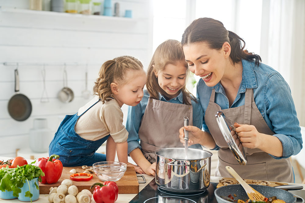 Family with electricity for cooking