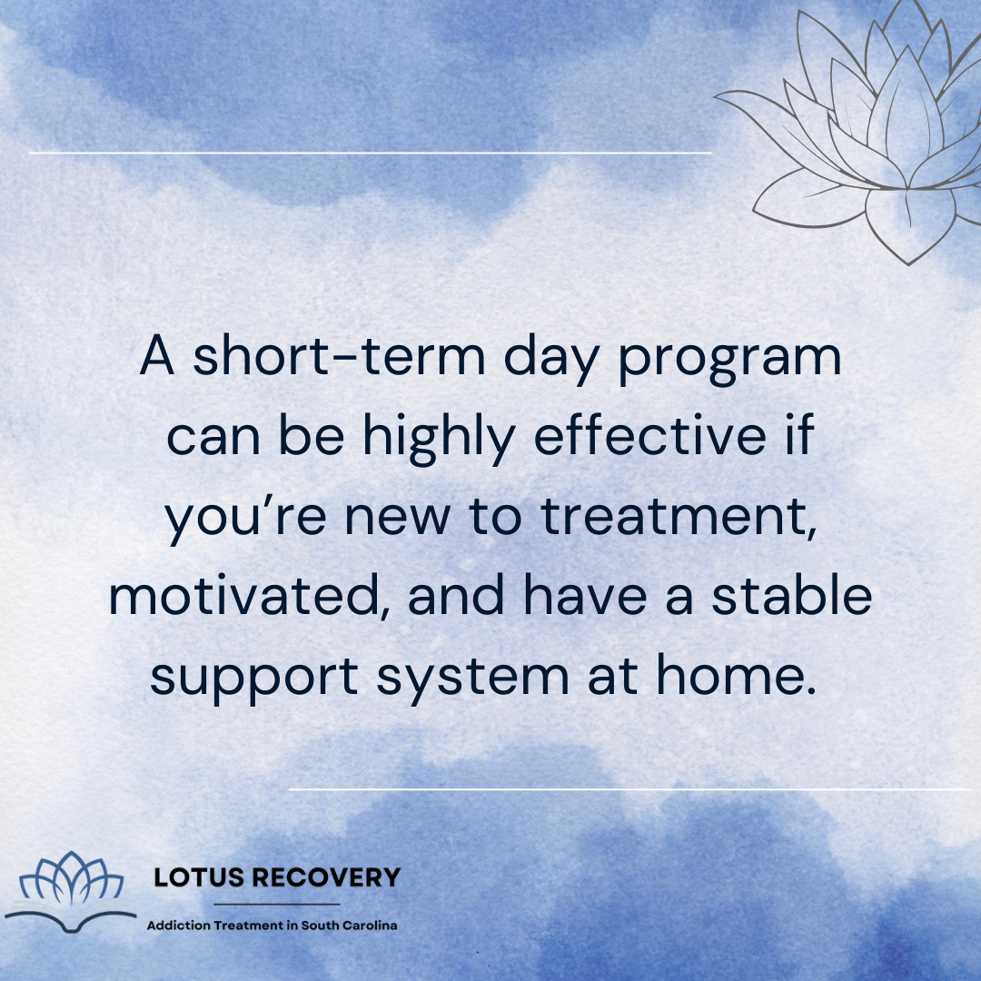 Graphic highlighting that short-term programs are effective for motivated individuals with a stable support system at home