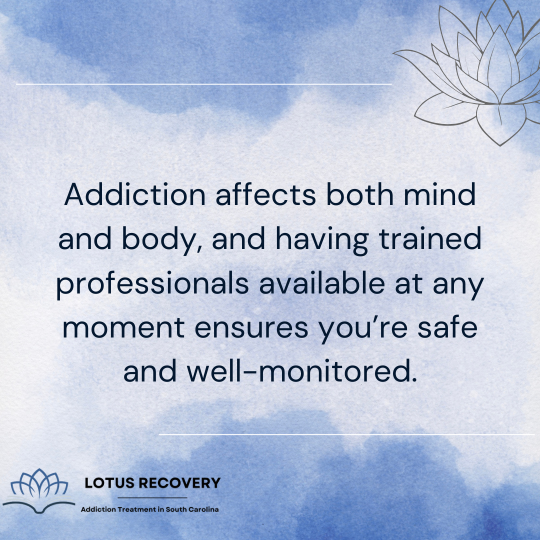 A graphic image about how addiction affects both mind and body, and why inpatient drug rehab is essential to ensuring patients are well-monitored