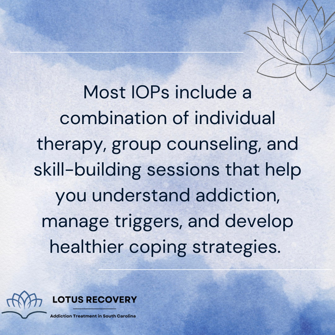 A graphic image about IOP as an option when you look for rehabs in South Carolina