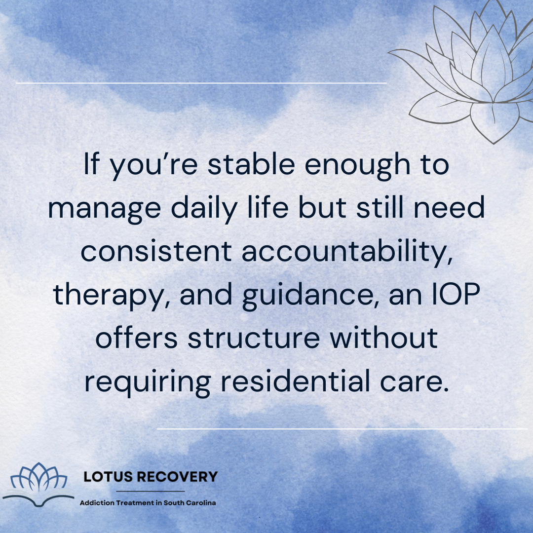 A graphic image about who may be fit for an IOP as provided by rehabs in South Carolina