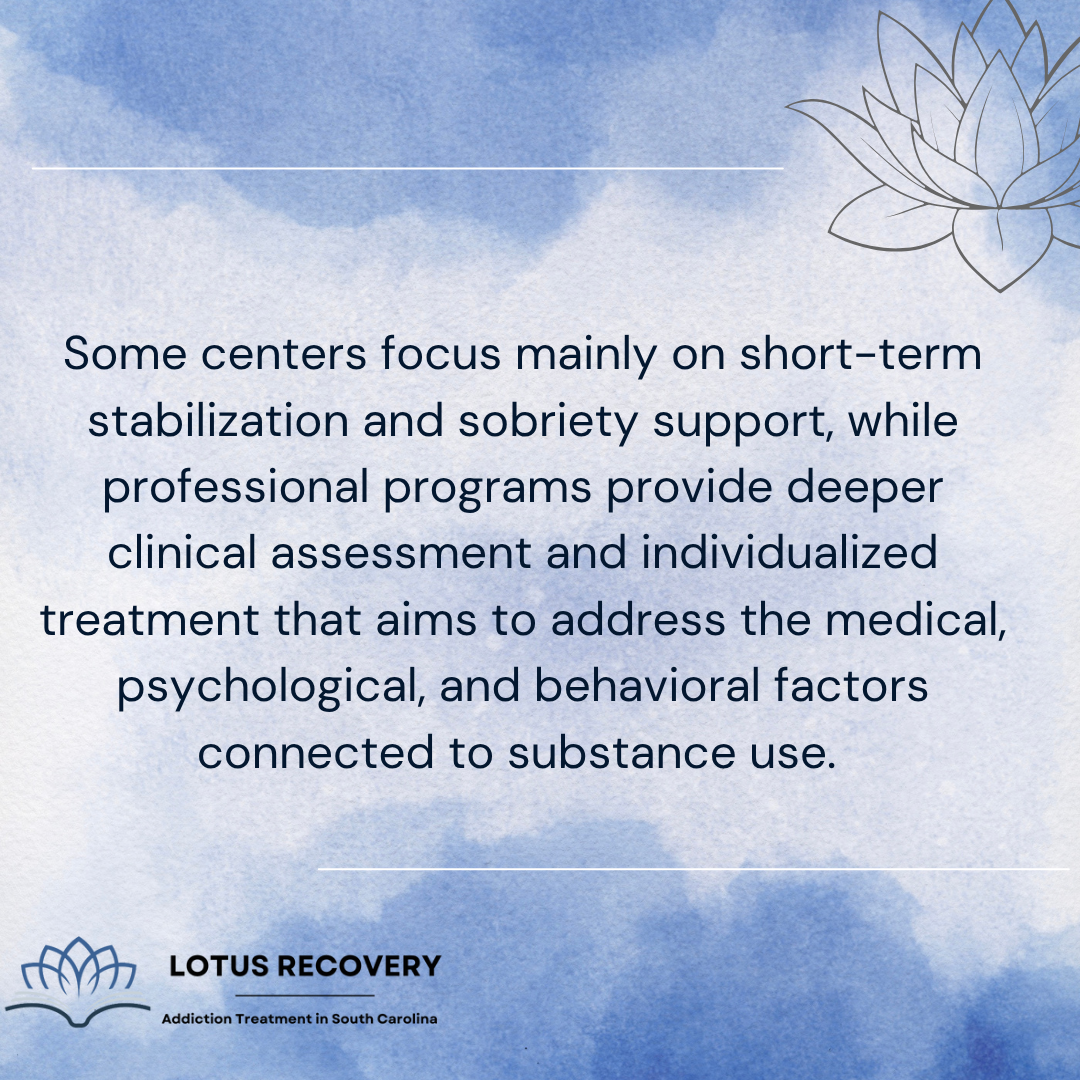 Graphic from a South Carolina drug addiction treatment clinic discussing individualized addiction treatment, clinical assessment, and sobriety support