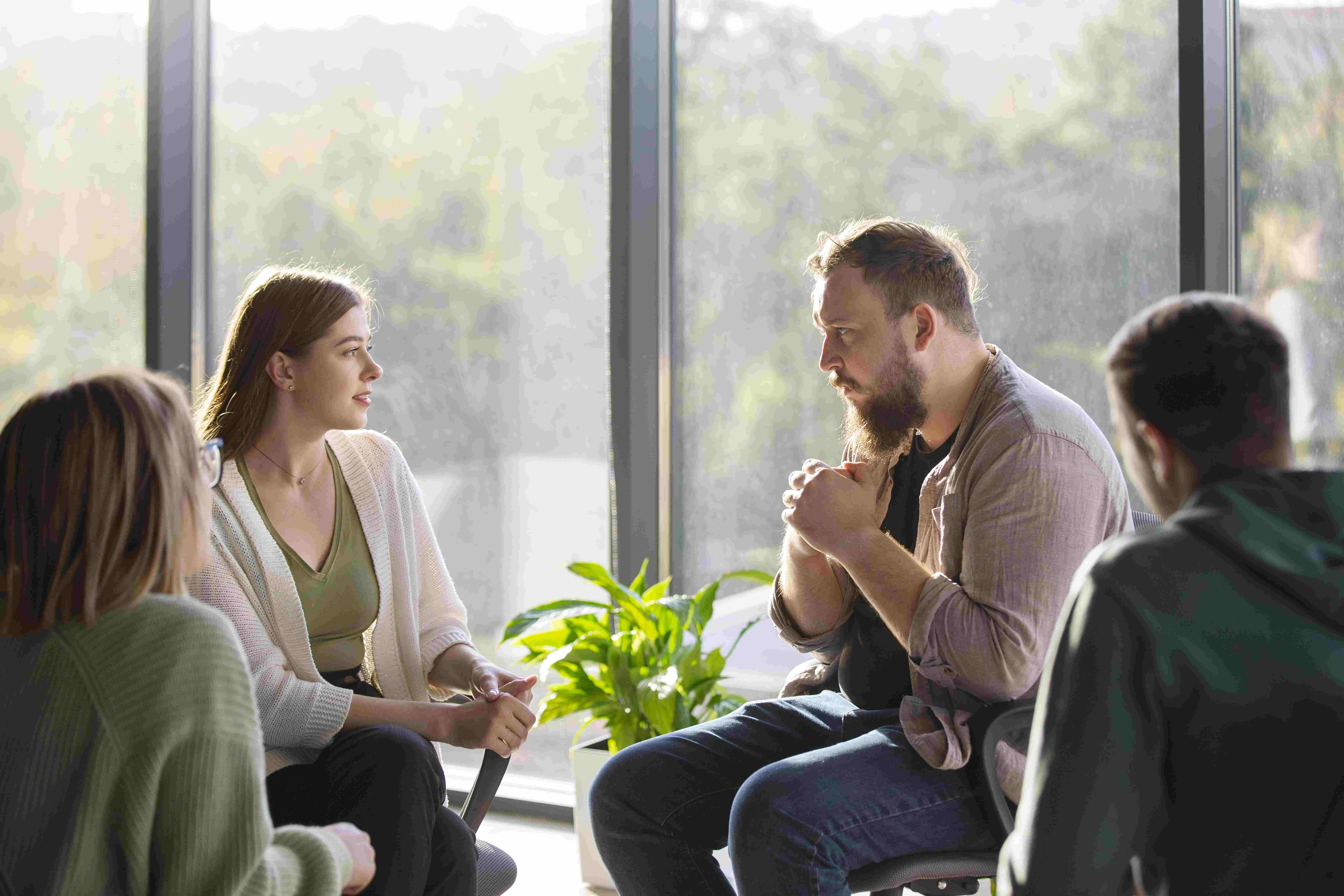 Group therapy meeting during PHP treatment for long-term sobriety