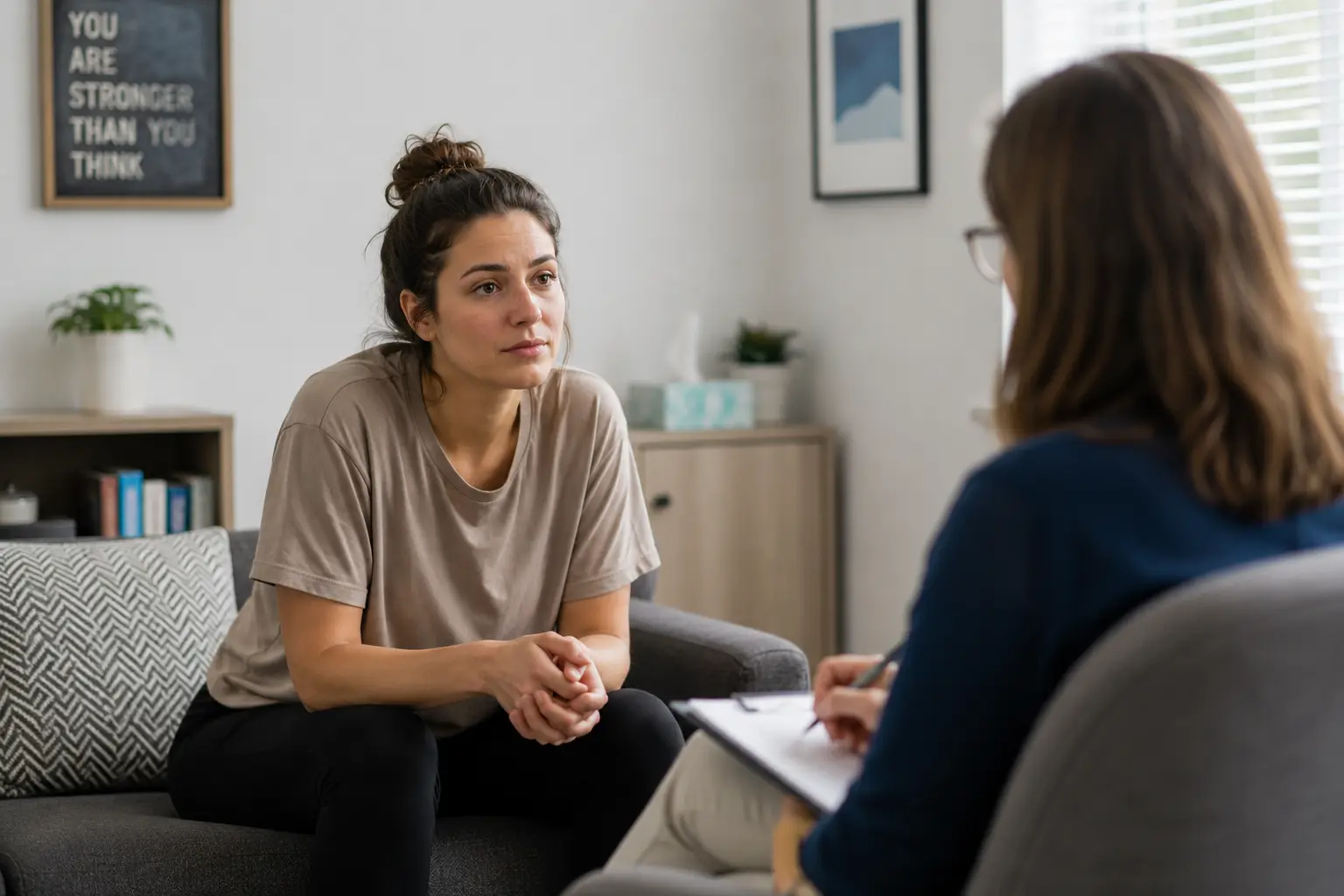 Woman meeting with a counselor during an individual therapy session as part of fentanyl addiction treatment