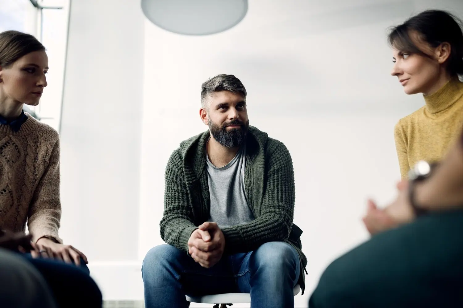 Adults participating in group therapy as part of outpatient fentanyl treatment