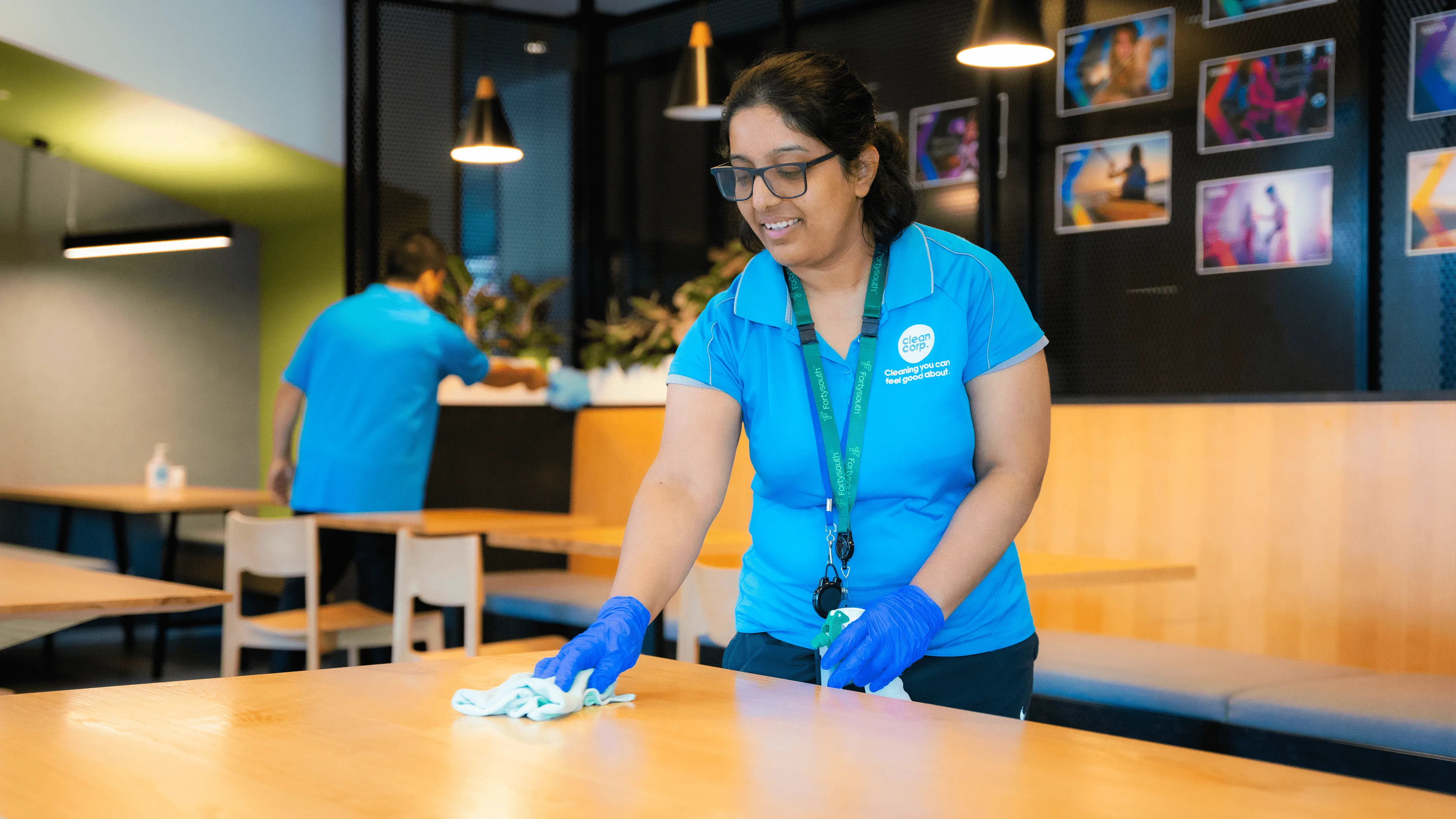 clean corp staff cleaning