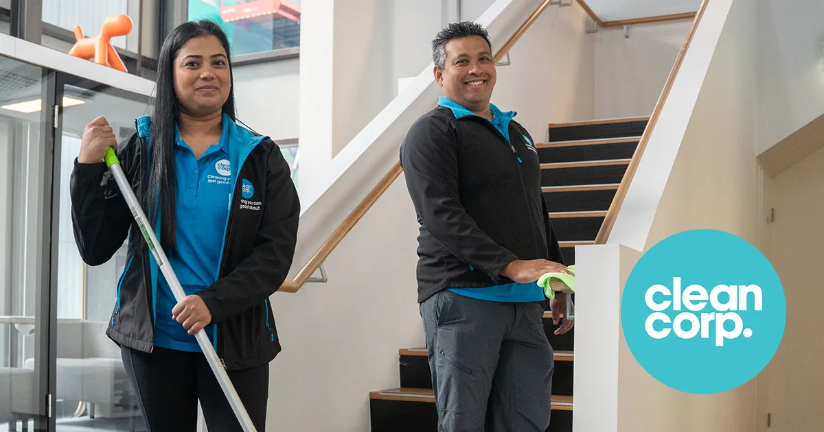 clean corp staff cleaning commercial building