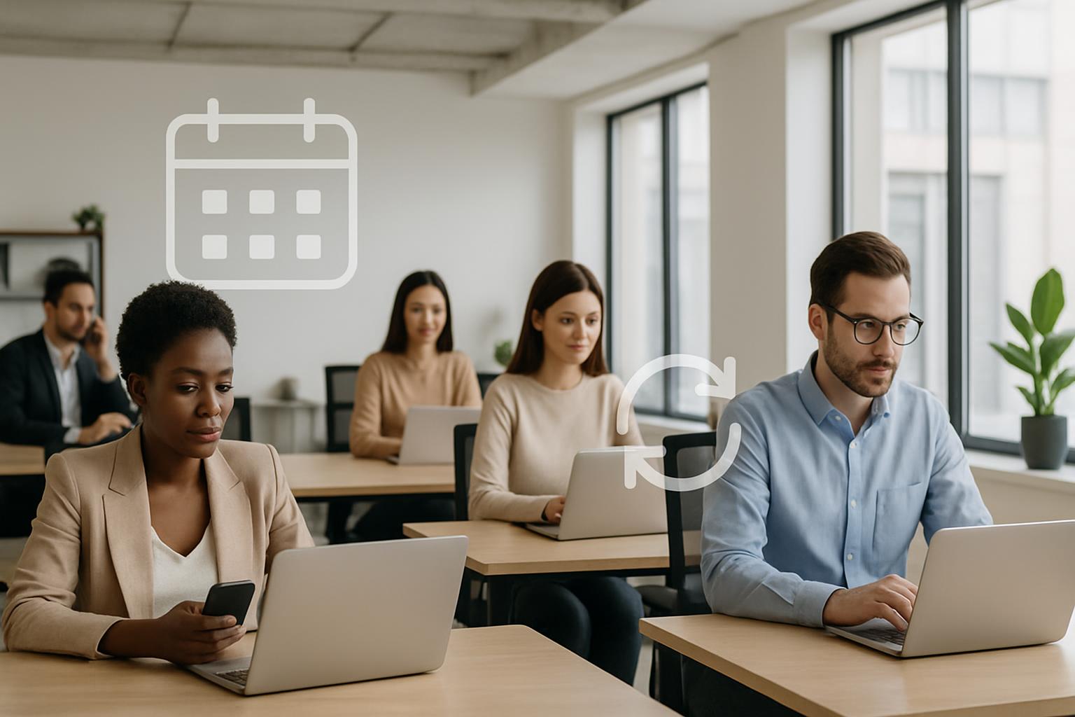Header image for Office Hot-Desking and Calendar Sync: Scheduling Shared Desks to Reduce Friction for Hybrid Teams
