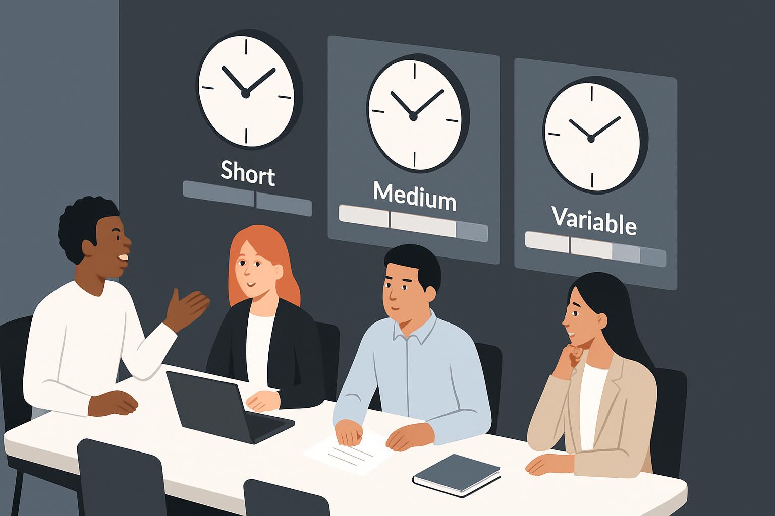 Header image for Adaptive Meeting Lengths for Teams with Mixed Personalities and Motivation: Short, Medium, or Variable?