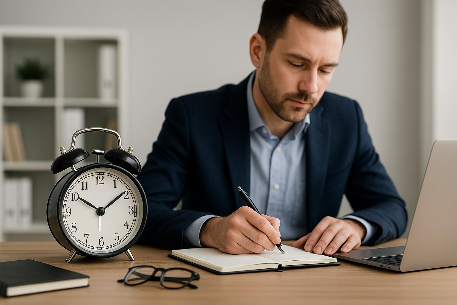 "Professional blog header showcasing time management strategies for busy professionals to enhance productivity and balance"