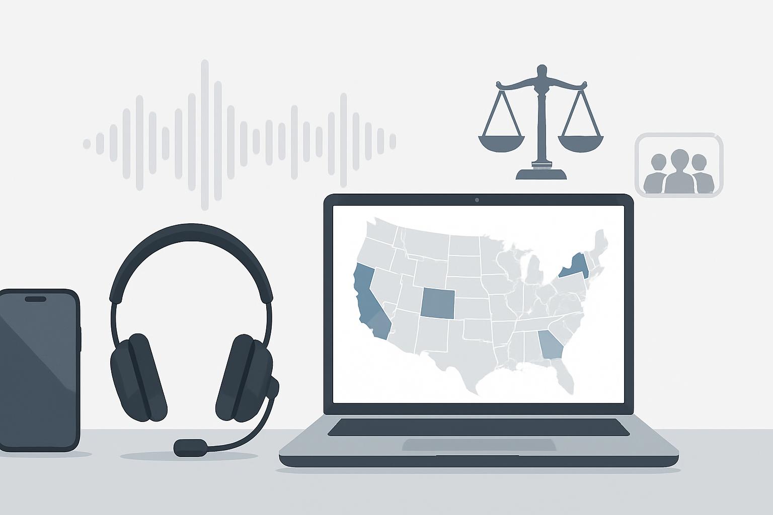 Header image for Practical State-by-State Guidance on Recording Business Calls for US Assistants and Teams