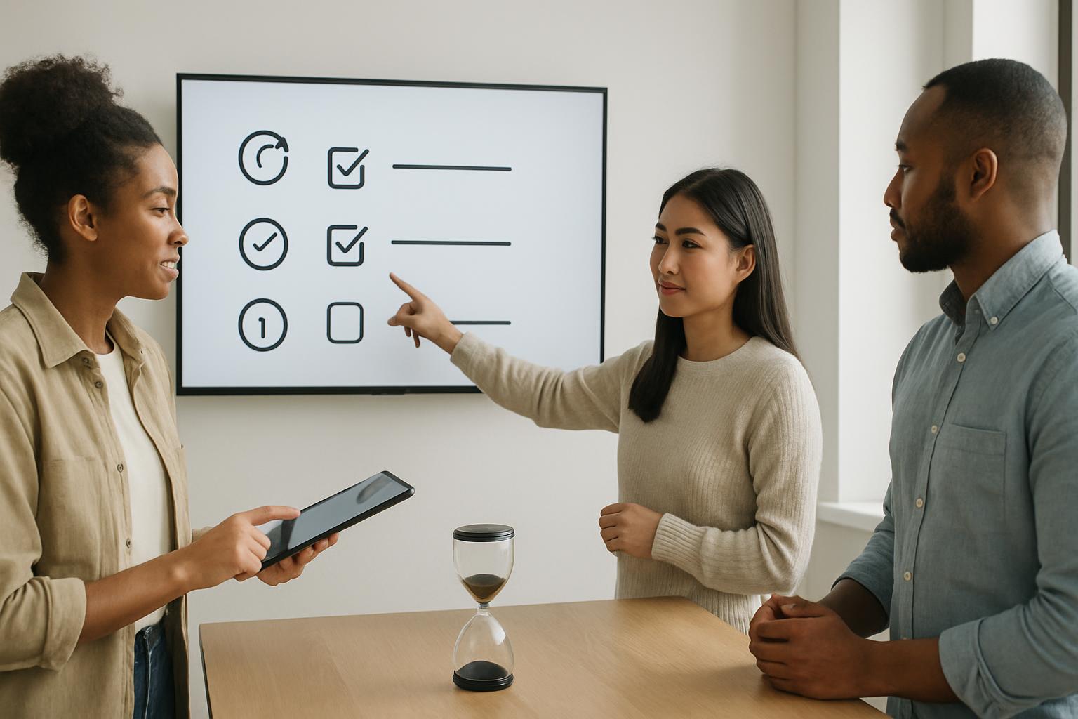 Header image for Run Short Internal Syncs That Start on Time and End with Decisions Using a Three-Question Compact Agenda