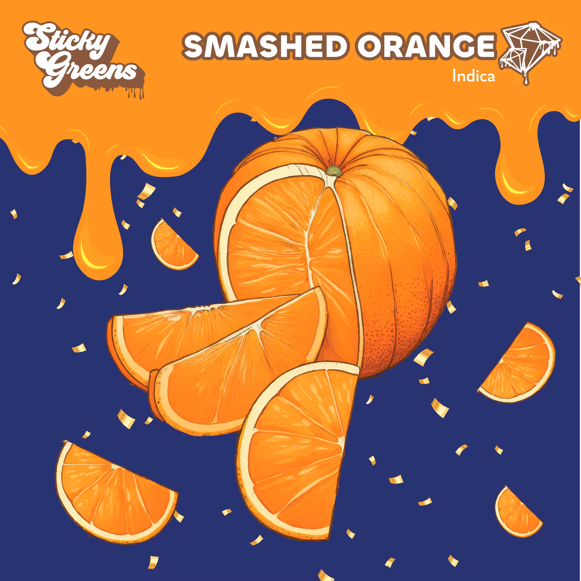 Sticky Greens Smashed Orange Double Diamond Liquid Diamonds THC-A Infused Pre-Roll Vape Cartridge