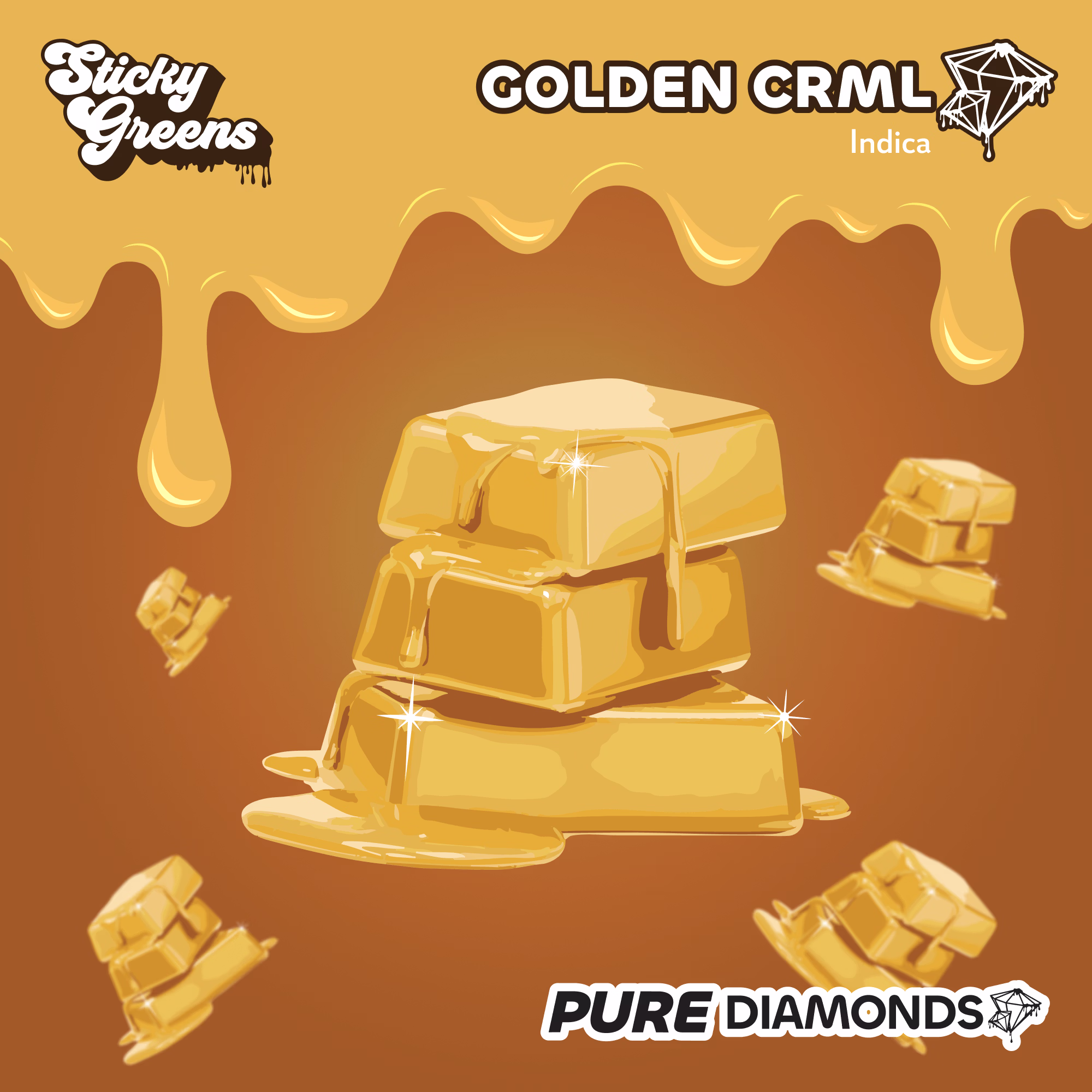 Sticky Greens Golden CRML Pure Diamonds 510 Vape Cartridge