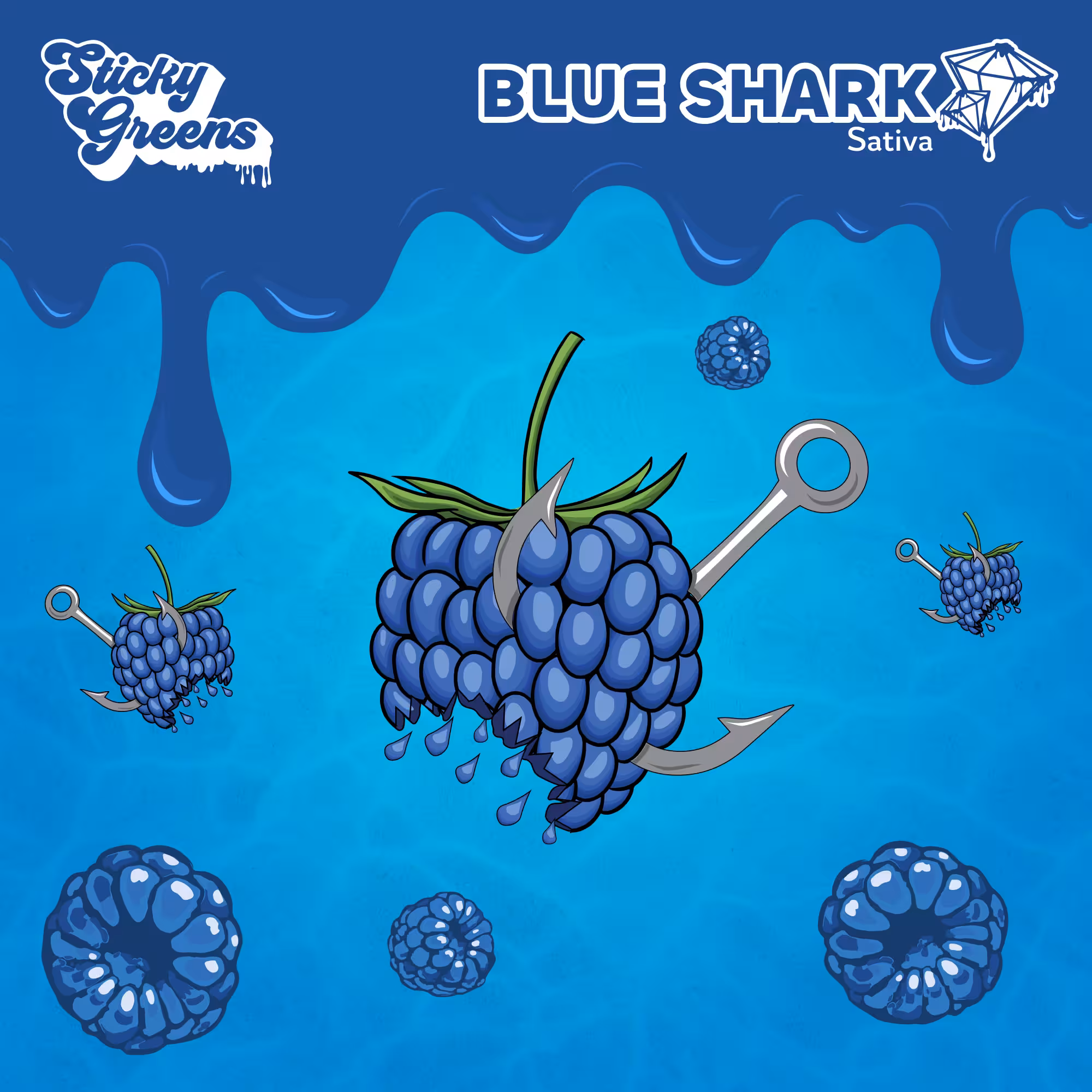Sticky Greens Blue Shark Sativa with Liquid Diamonds Vape Cartridge