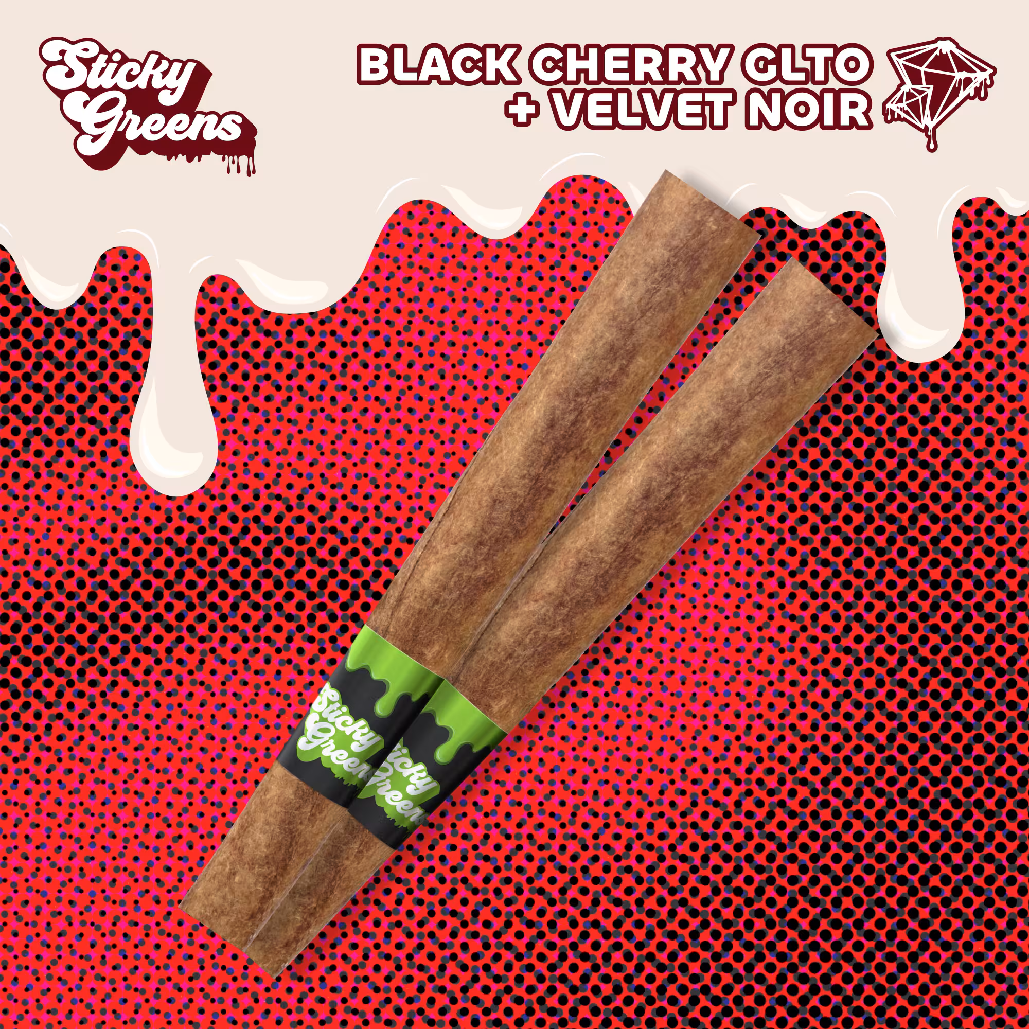 Sticky Greens Black Cherry GLTO and Velvet Noir Infused Blunt