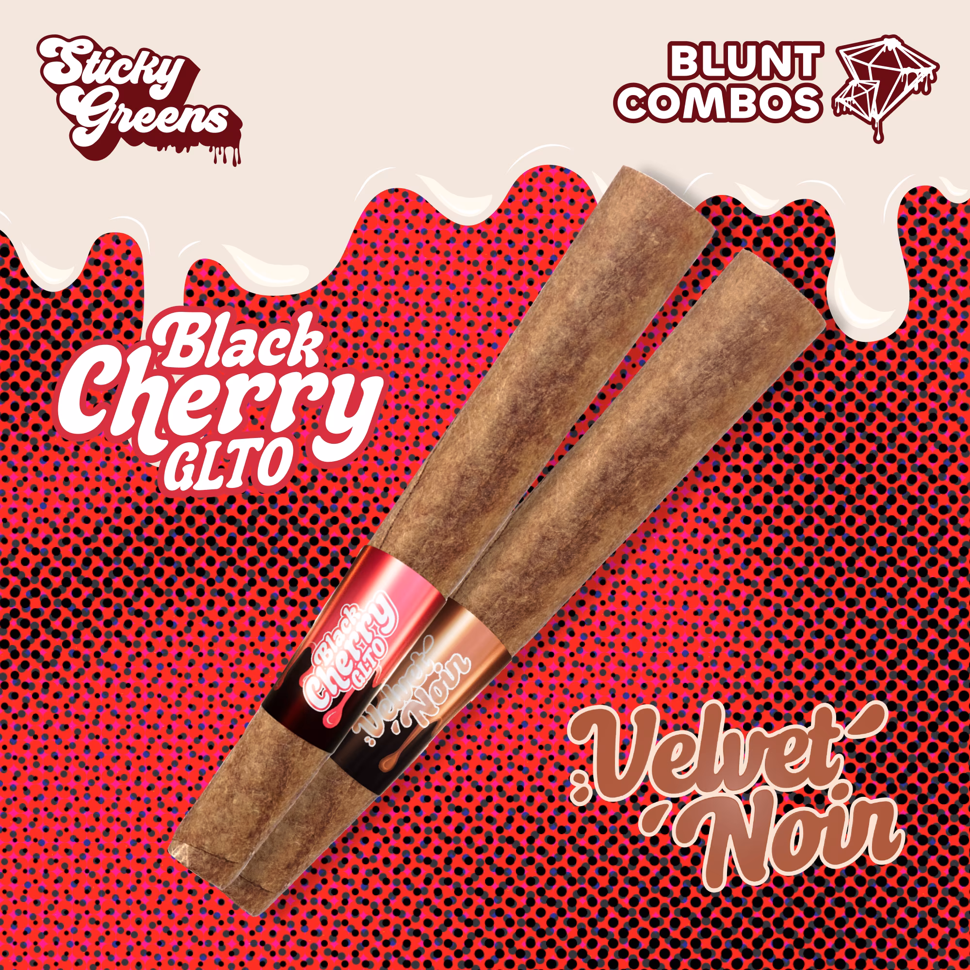 Sticky Greens Black Cherry GLTO and Velvet Noir Infused Blunt 