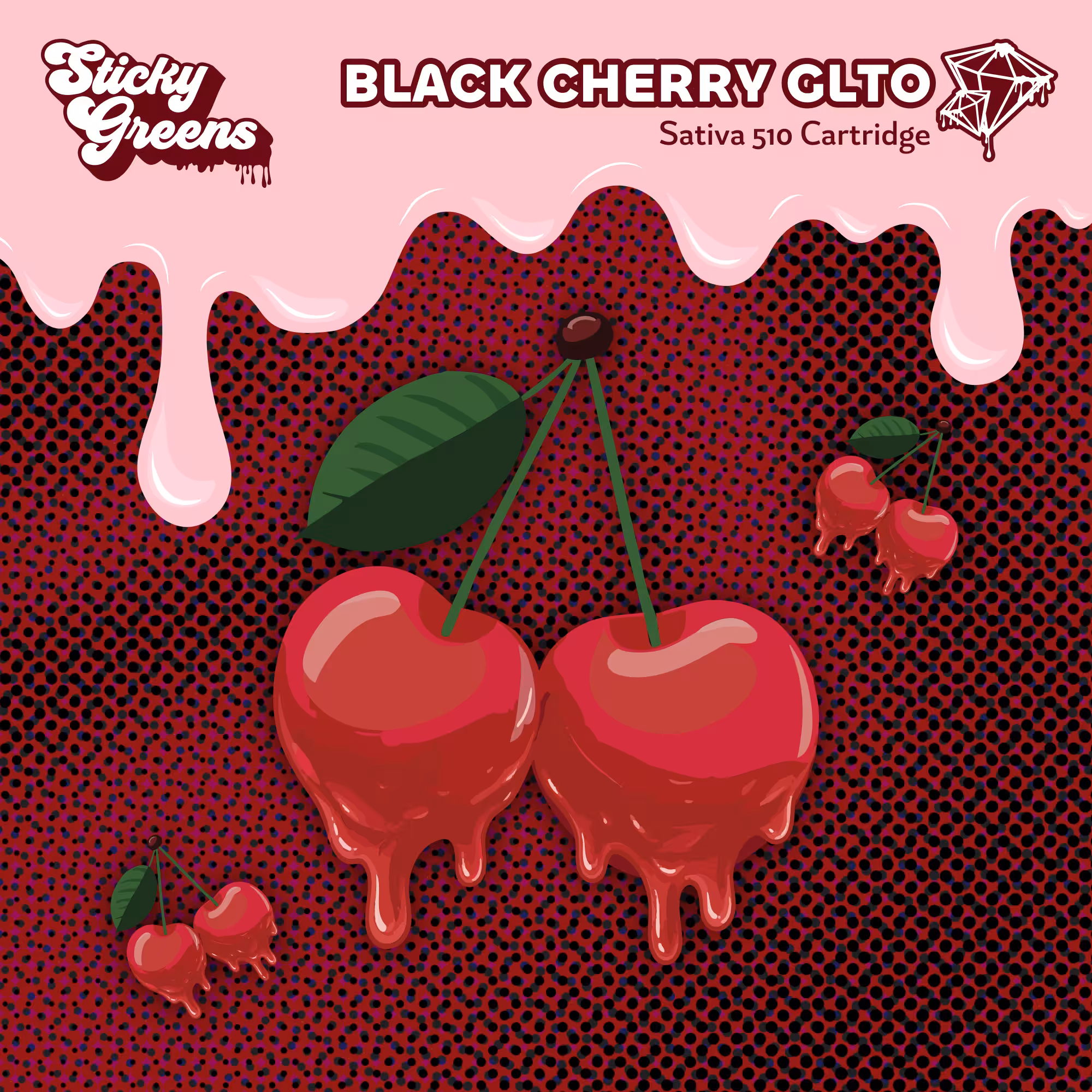 Sticky Greens Black Cherry GLTO Liquid Diamonds 510 Vape Cartridge