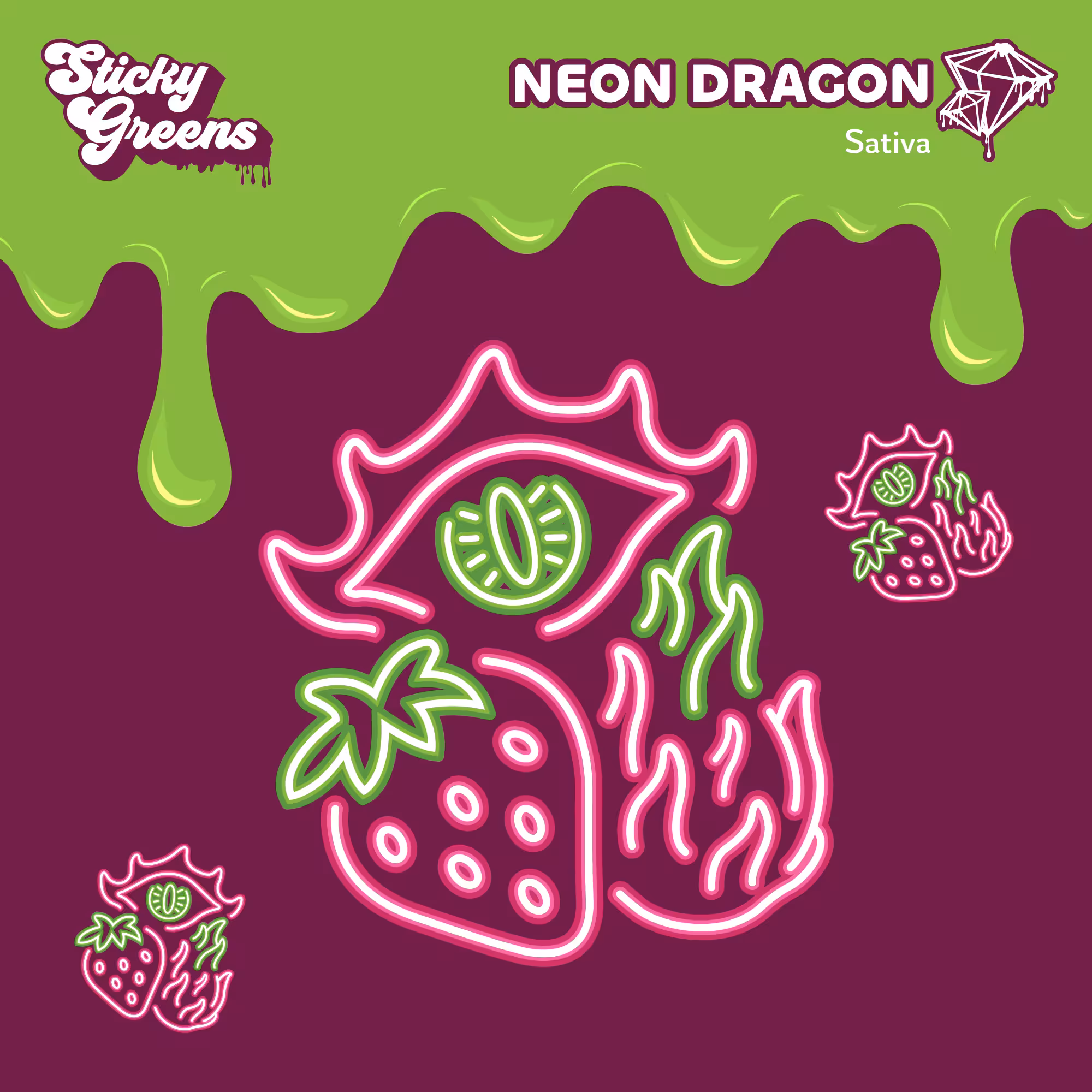Sticky Greens Neon Dragon Liquid diamonds 510 Vape Cartridge and THCA Diamond Coated Infused Pre-Rolls Type: Sativa