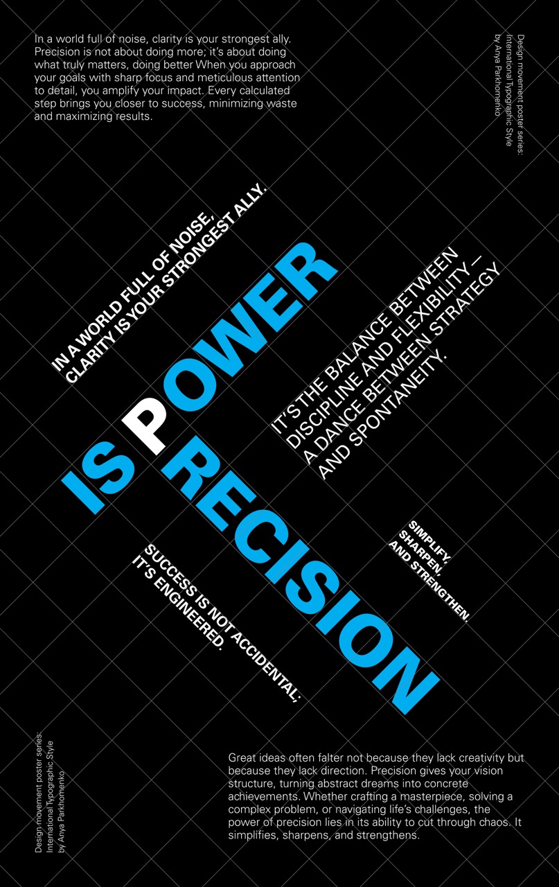 Swiss type "Precision is power" poster