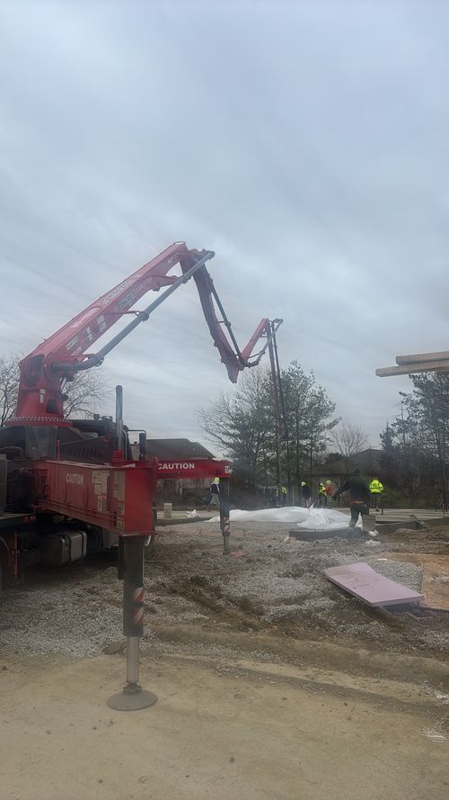 C&K Concrete Pumping all set up pouring a footer with their KCP Concrete Pump