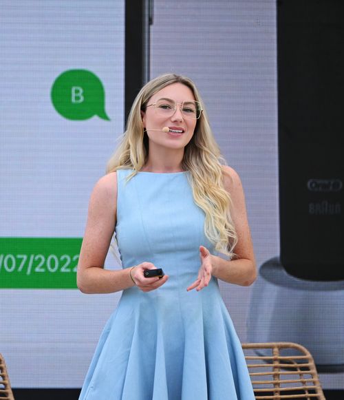 Keely giving a keynote at Cannes Lions 2025