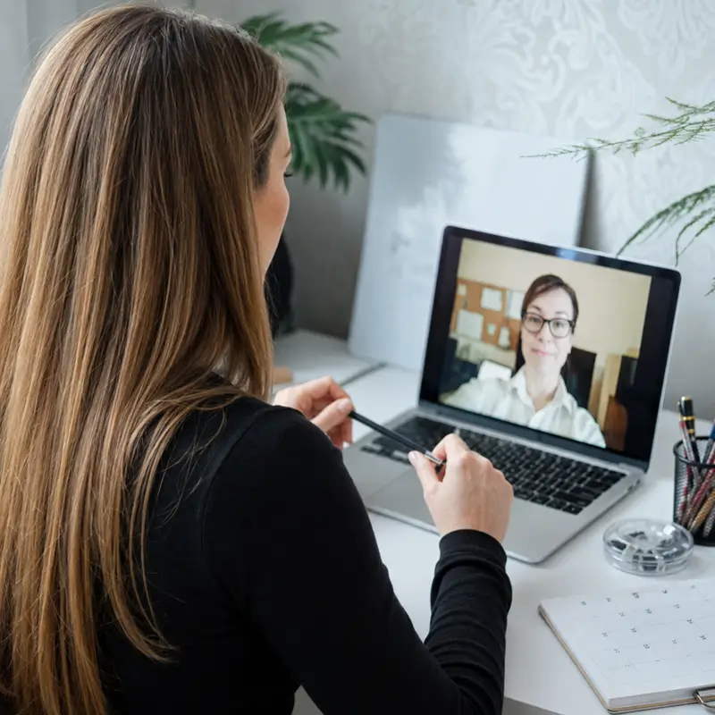 Dr. Nicole L'Etoile on a one-hour video consultation reviewing a client's project.