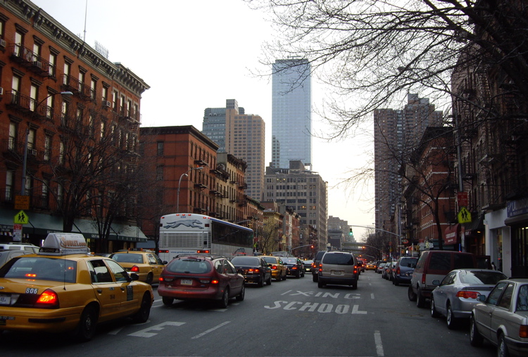 Vibrant storefronts and dining along Ninth Avenue in Hell's Kitchen Manhattan