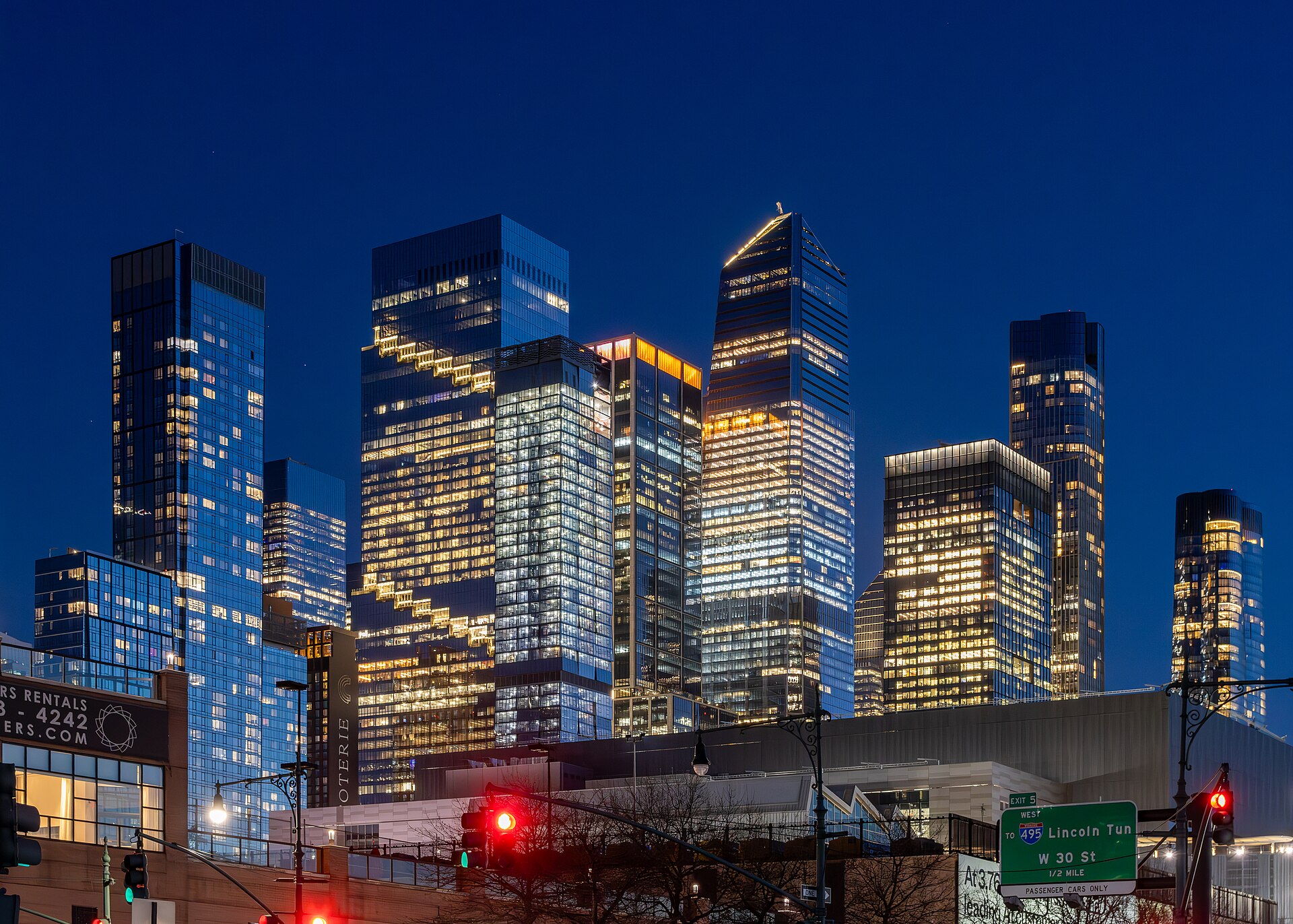Columbus Circle entrance with modern skyscrapers overlooking Central Park South