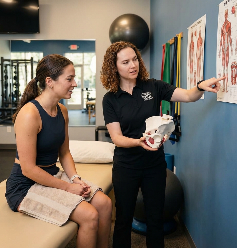 Patient working with a provider at a physical therapy clinic in Durham