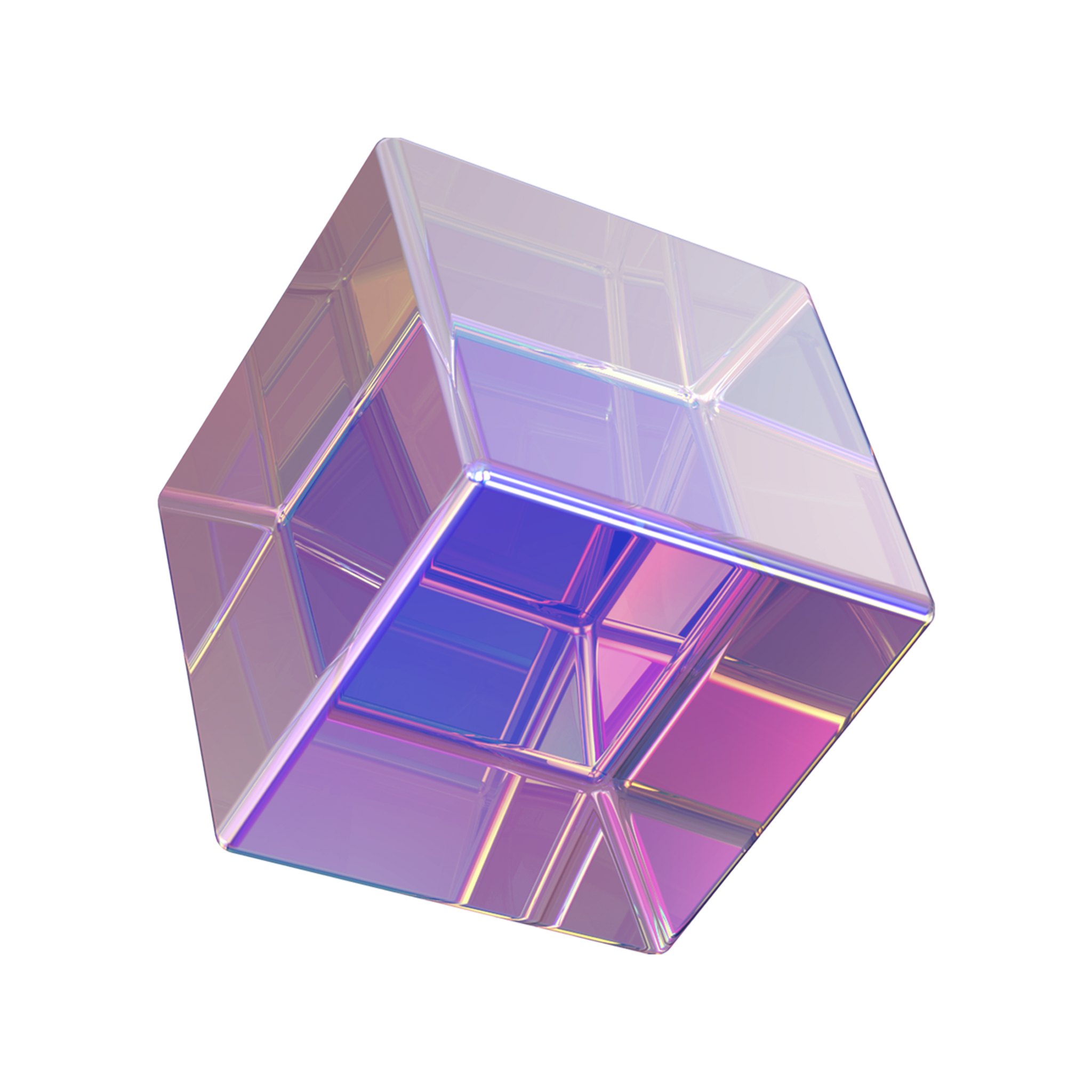 Abstract iridescent cube