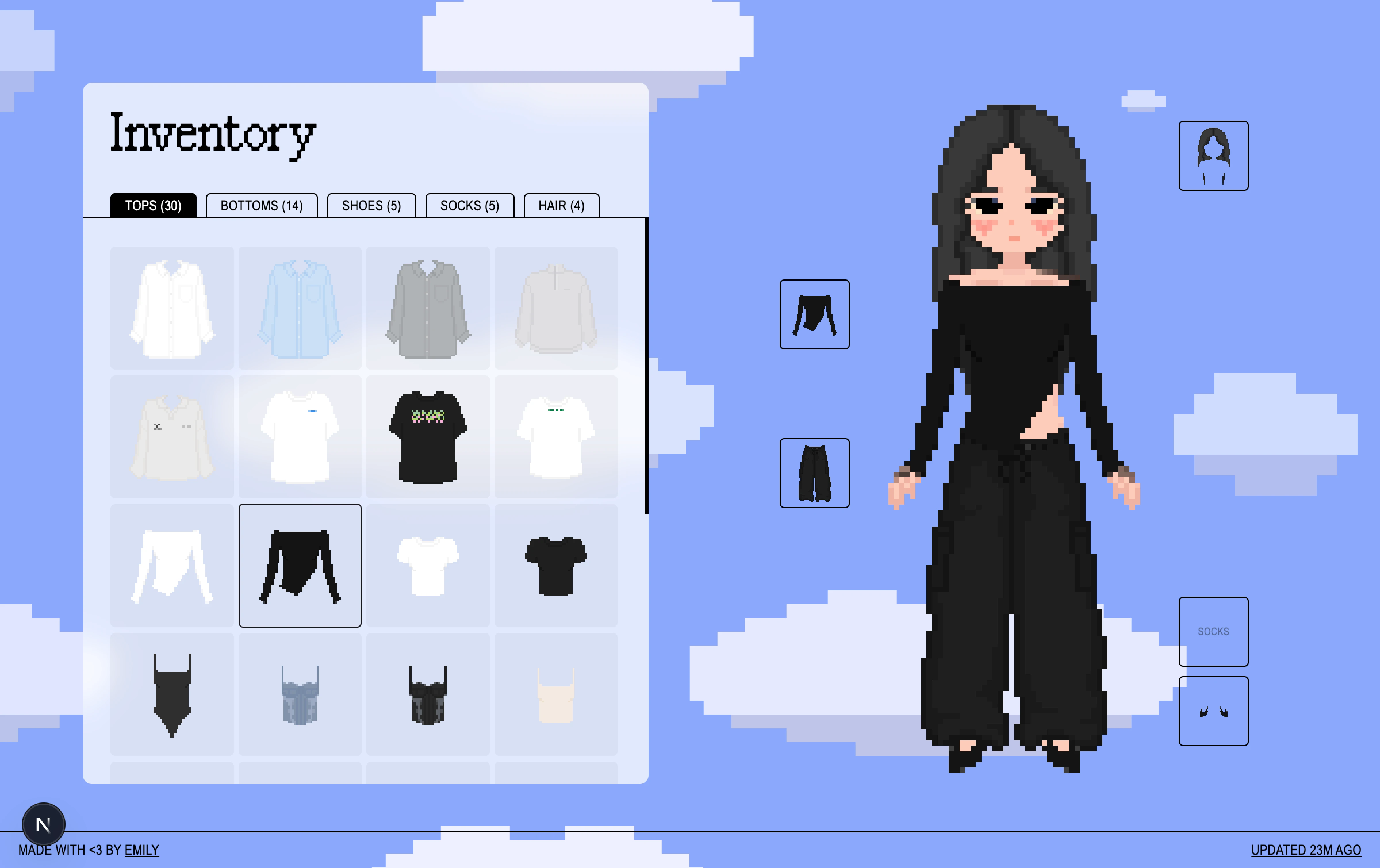 RPG-inspired digital closet