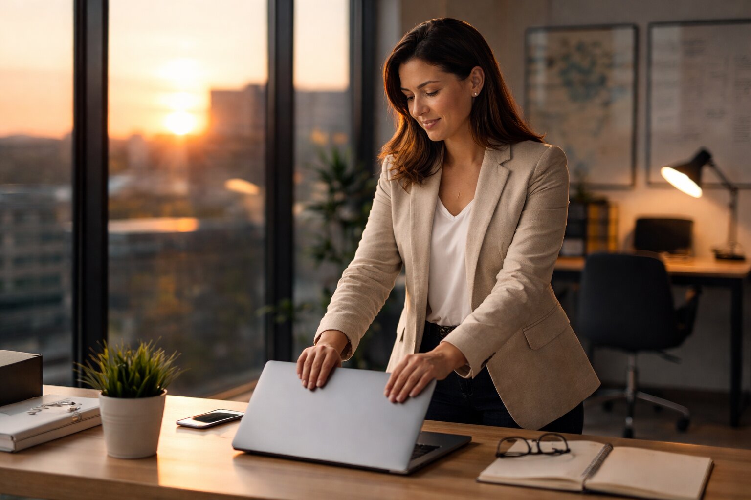 a woman setting boundaries at work