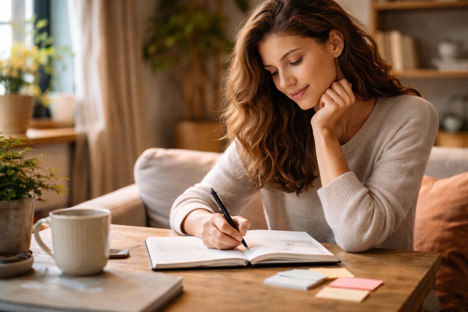 woman journaling using tony robbins methods