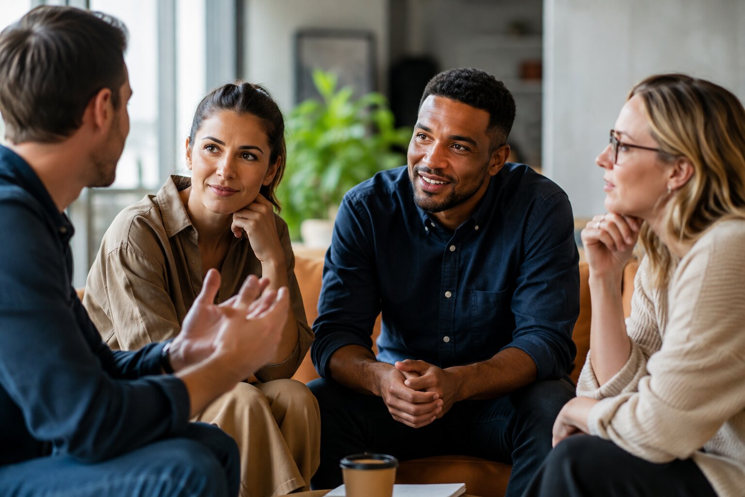 Diverse professionals demonstrating different communication styles during a collaborative team discussion.