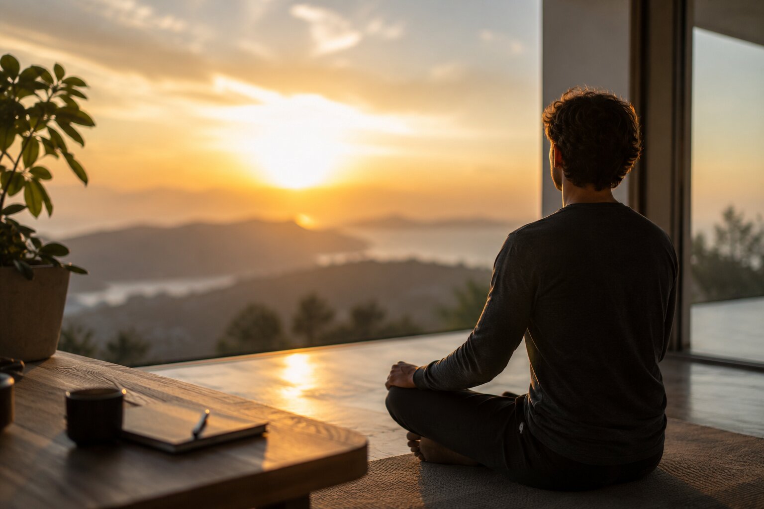 Man meditating for success.