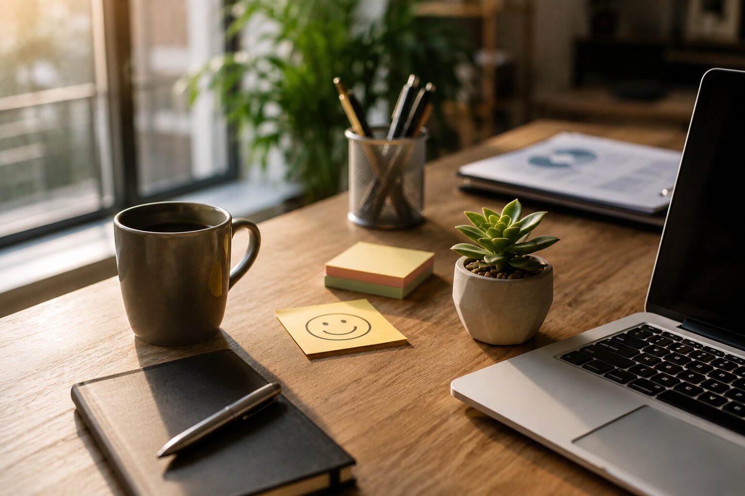 Work desk symbolizing motivation, productivity, and purposeful work.