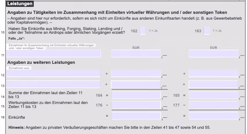 Anlage SO im Bereich „Leistungen”
