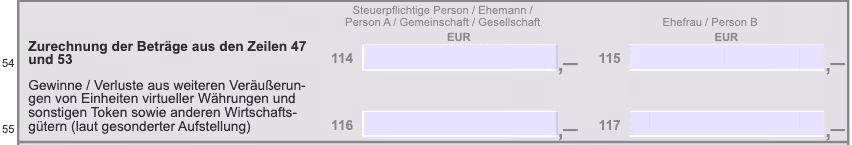 Anlage SO „Einheiten virtueller Währungen und / oder sonstige Token“
