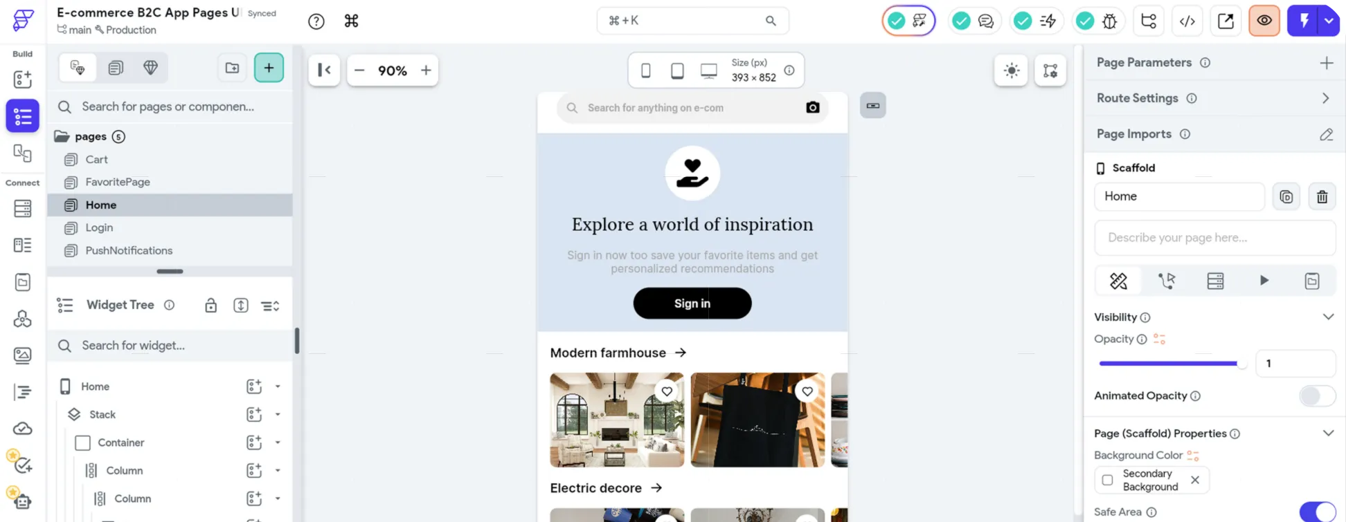 Firebase settings of app deployment mockup