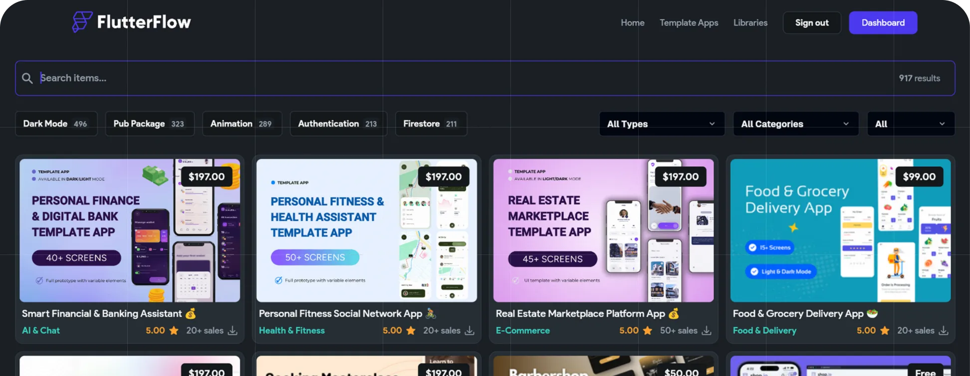 Flutterflow mockup dashboard